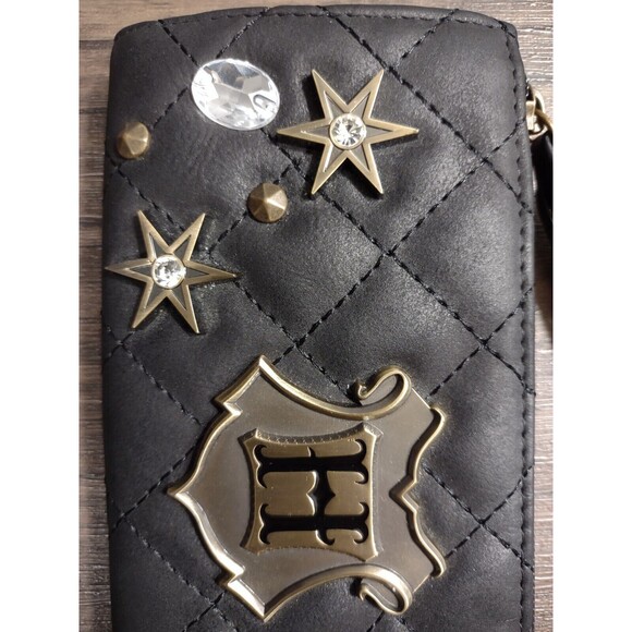 Harry Potter Hogwarts Crest Wallet Faux Leather Stars Studded Gems Bioworld - Picture 3 of 8